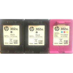 2X HP 302XL Black & 1X HP 302XL Colour Ink Cartridges